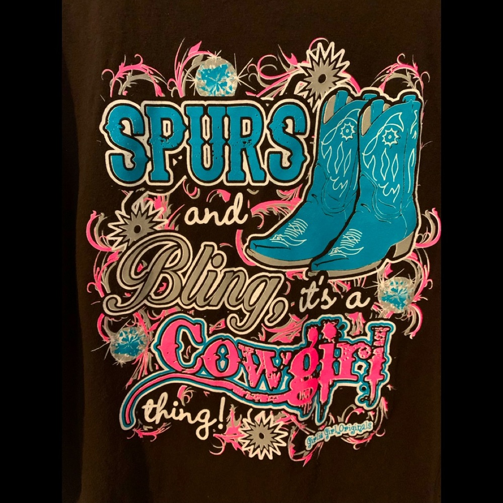 Girlie Girl Original shirt Spurs and Bling it’s a Cowgirl thing!  Size XL